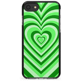 Green Heart Illusion Black Impact Phone Case for iPhone SE 8 7 Plus