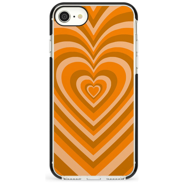 Orange Heart Illusion Black Impact Phone Case for iPhone SE 8 7 Plus