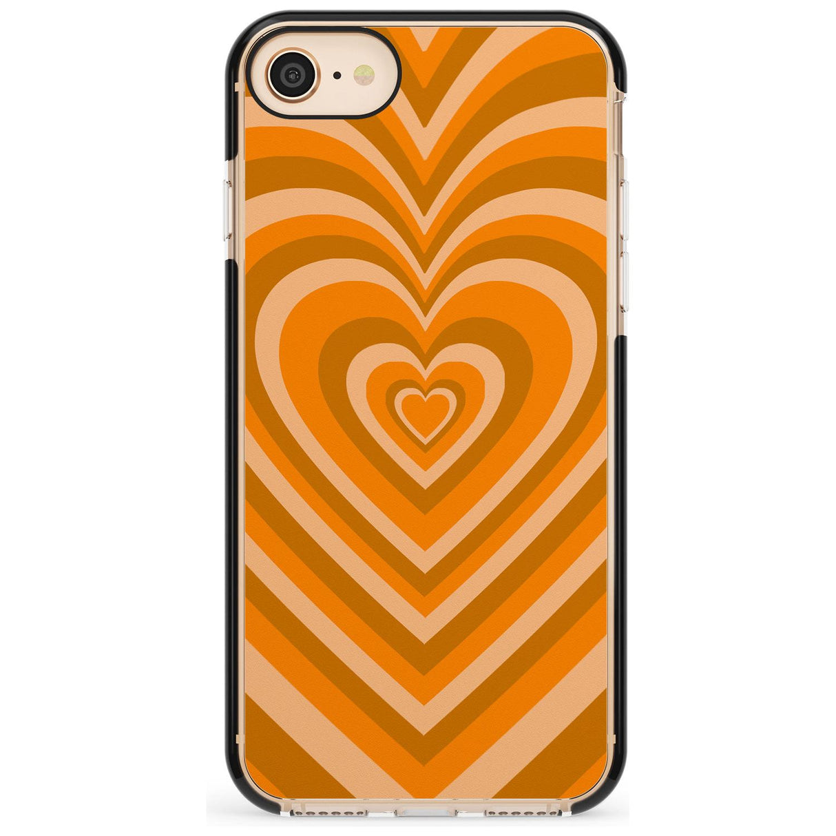 Orange Heart Illusion Black Impact Phone Case for iPhone SE 8 7 Plus