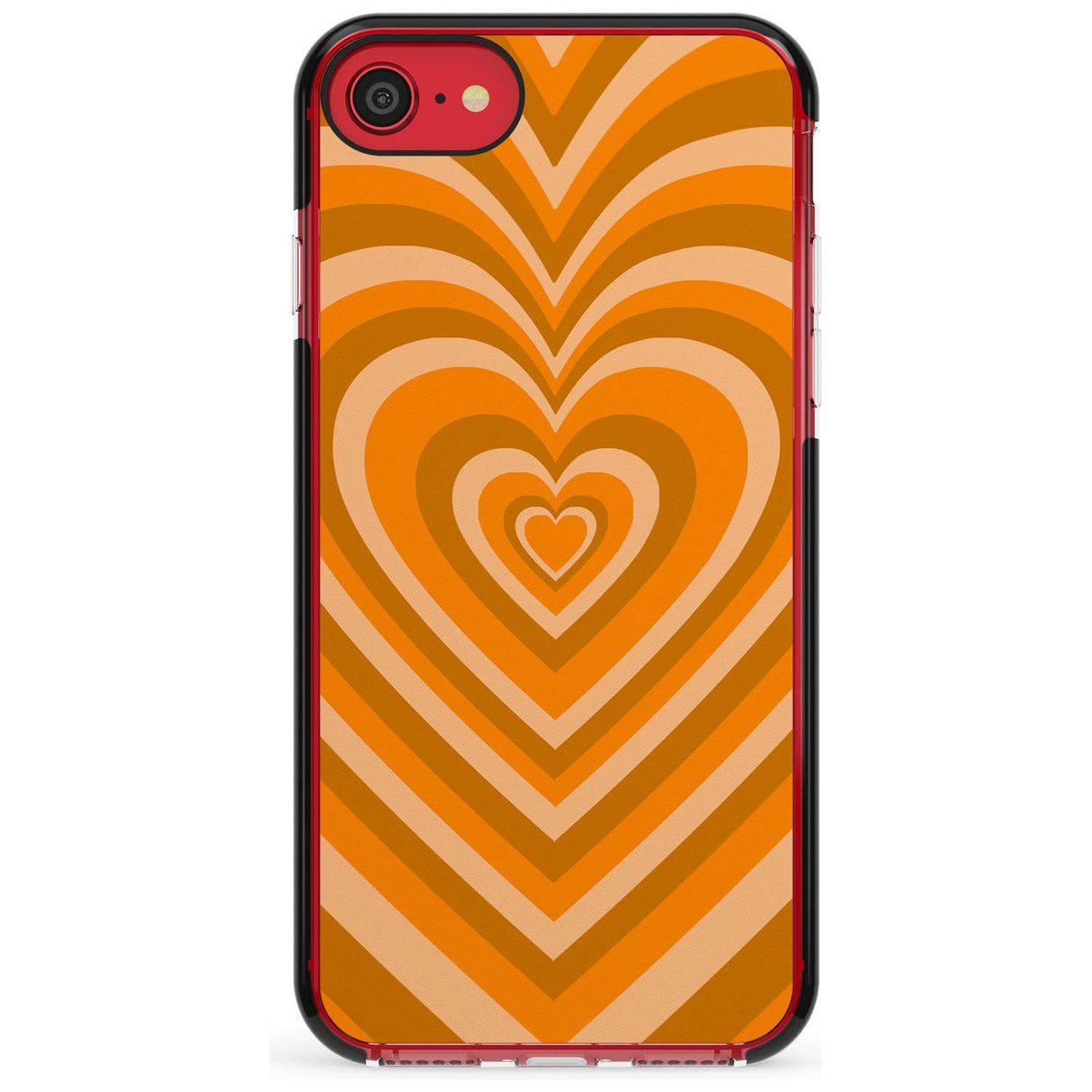 Orange Heart Illusion Black Impact Phone Case for iPhone SE 8 7 Plus