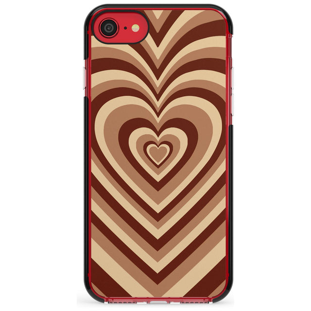 Latte Heart Illusion Black Impact Phone Case for iPhone SE 8 7 Plus