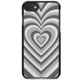 Monochrome Heart Illusion Black Impact Phone Case for iPhone SE 8 7 Plus