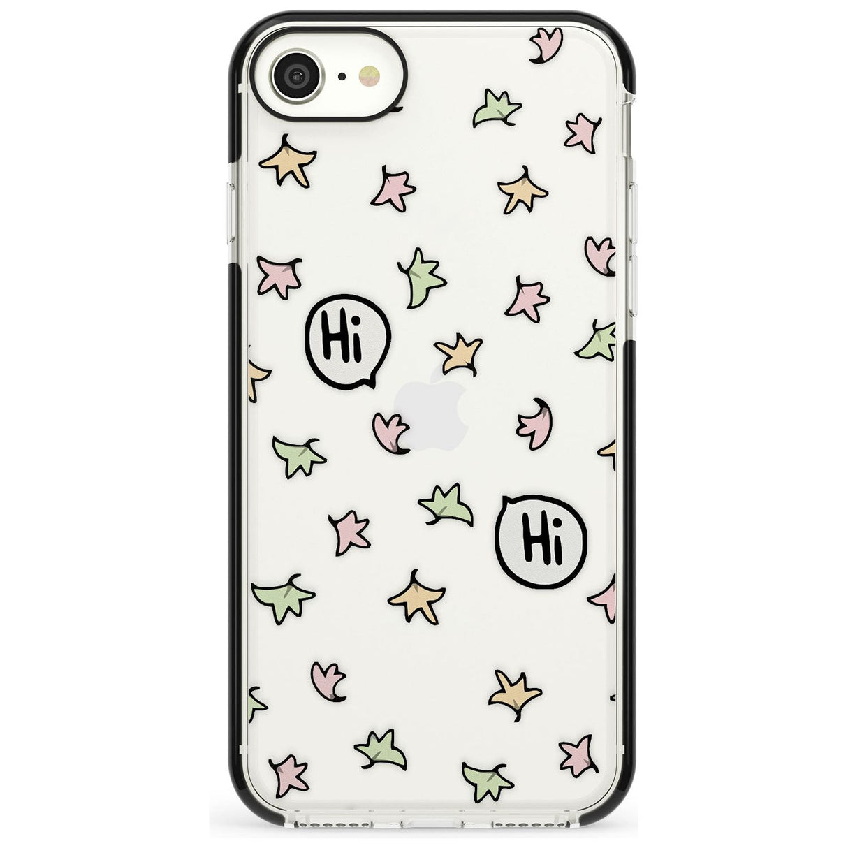 Heartstopper Leaves Pattern Black Impact Phone Case for iPhone SE 8 7 Plus