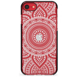 White Henna Flower Wheel Black Impact Phone Case for iPhone SE 8 7 Plus