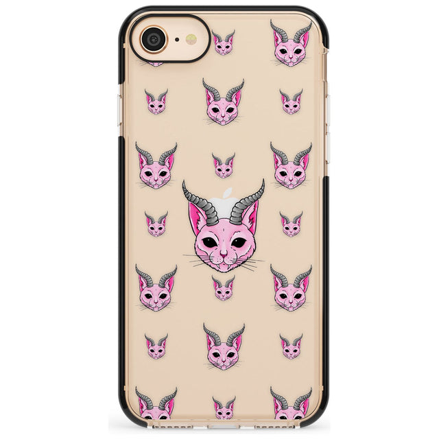 Demon Cat Pattern Black Impact Phone Case for iPhone SE 8 7 Plus