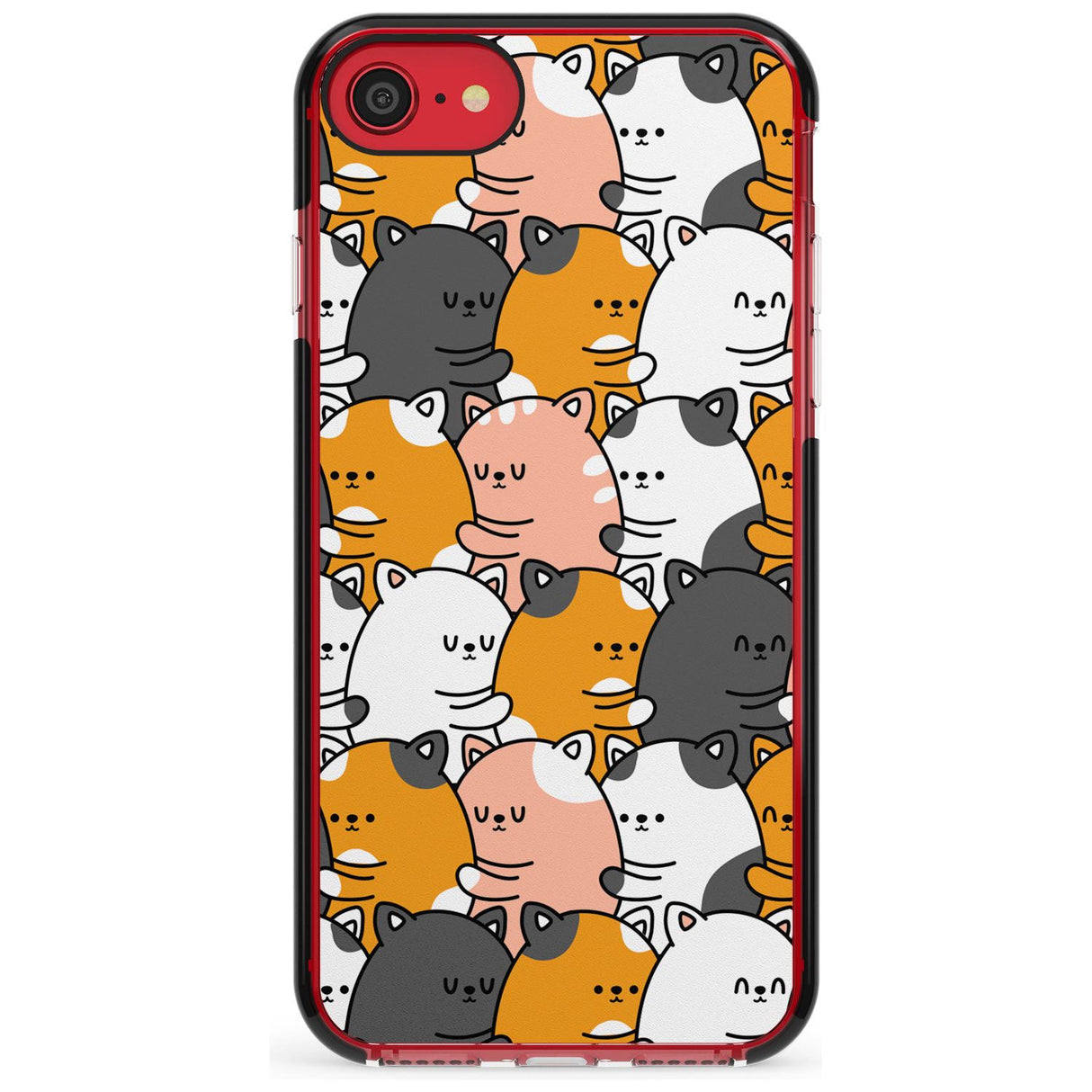 Spooning Cats Kawaii Pattern Black Impact Phone Case for iPhone SE 8 7 Plus