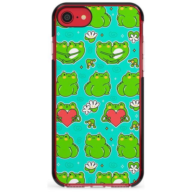 Frog Booty Kawaii Pattern Black Impact Phone Case for iPhone SE 8 7 Plus