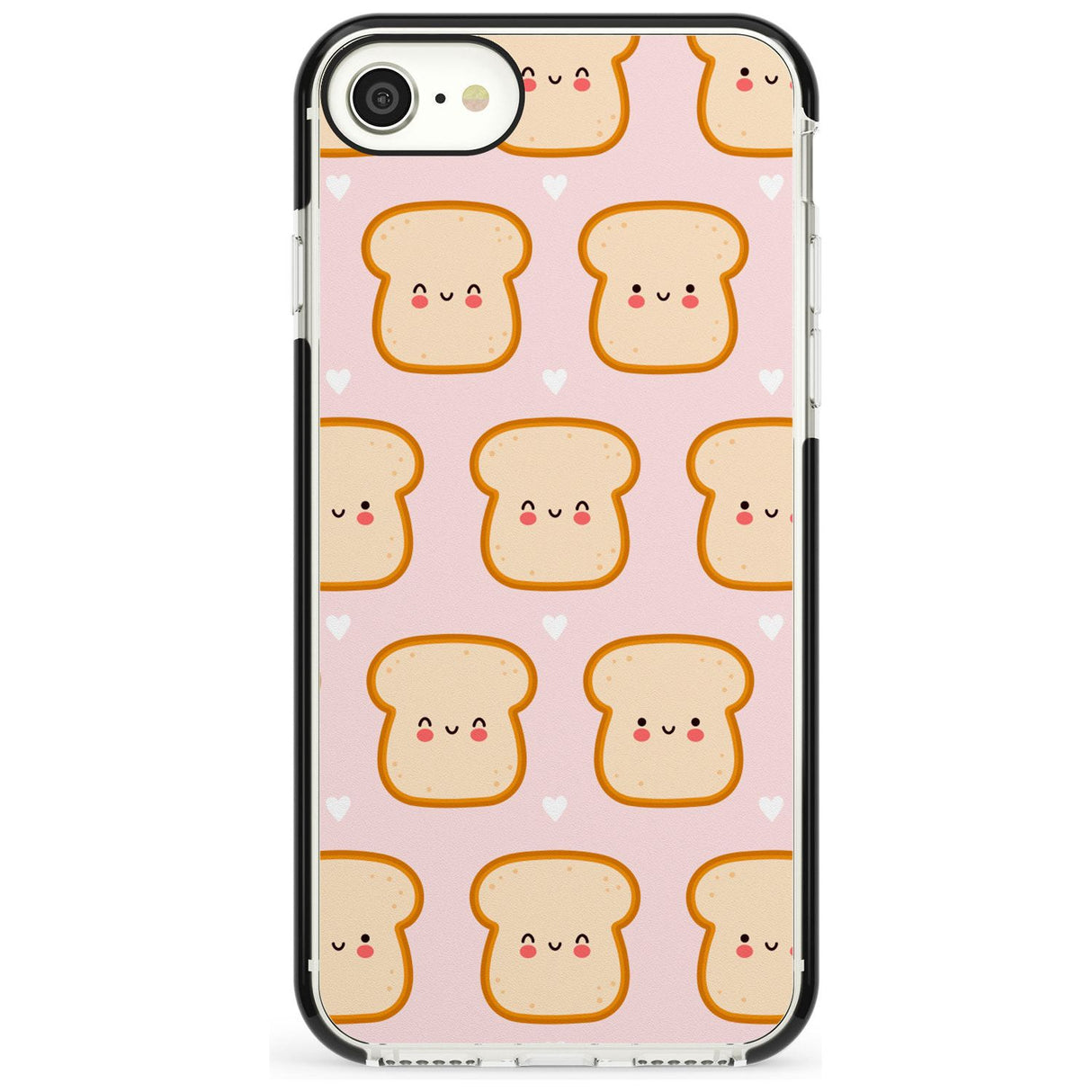 Bread Faces Kawaii Pattern Black Impact Phone Case for iPhone SE 8 7 Plus