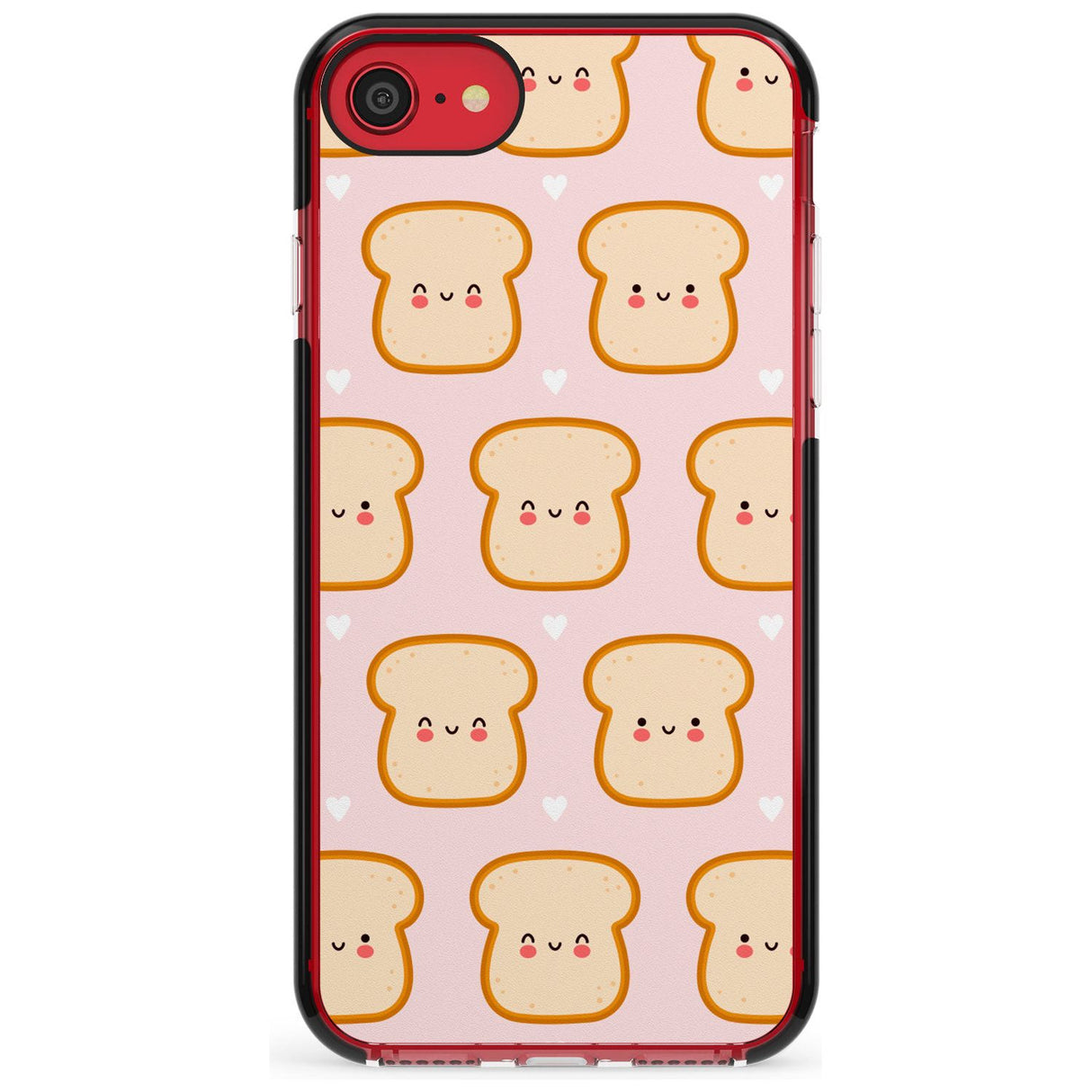 Bread Faces Kawaii Pattern Black Impact Phone Case for iPhone SE 8 7 Plus