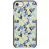 Blue & Yellow Shapes Memphis Retro Pattern Design Black Impact Phone Case for iPhone SE 8 7 Plus