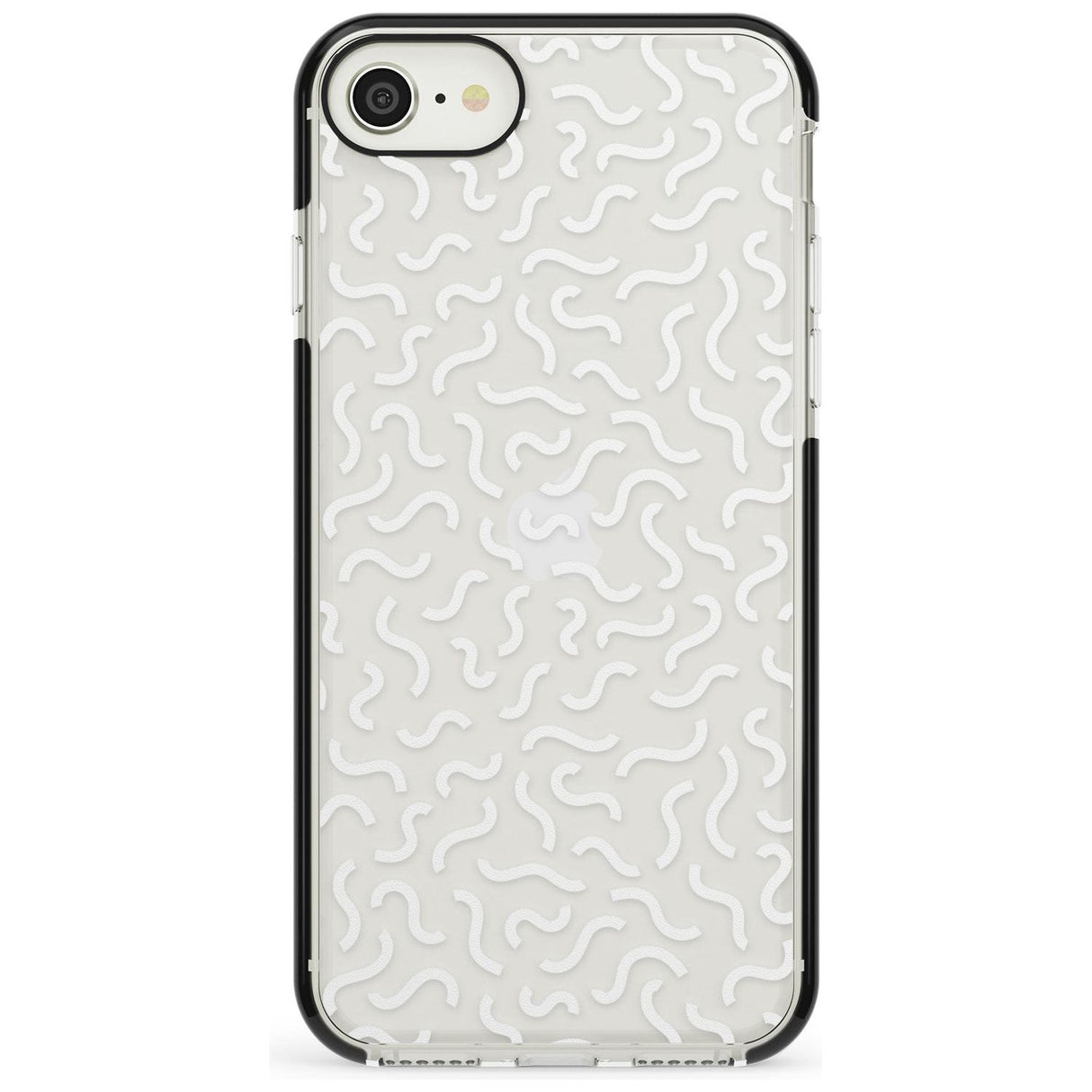 White Wavy Squiggles Memphis Retro Pattern Design Black Impact Phone Case for iPhone SE 8 7 Plus