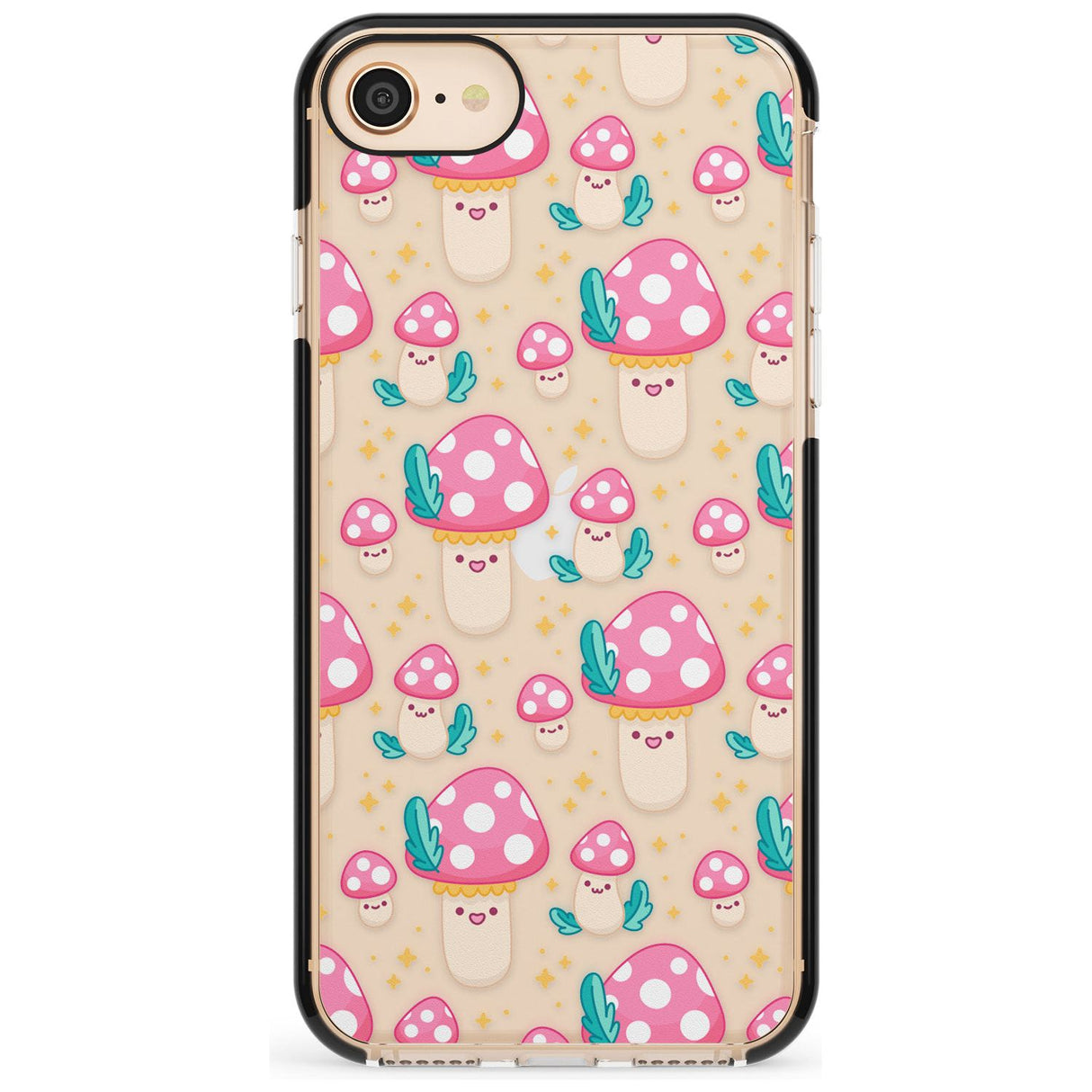 Cute Mushrooms Pattern Black Impact Phone Case for iPhone SE 8 7 Plus