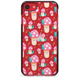 Cute Mushrooms Pattern Black Impact Phone Case for iPhone SE 8 7 Plus