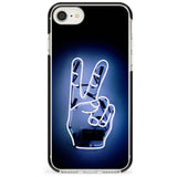 Peace Sign Hand Neon Sign Black Impact Phone Case for iPhone SE 8 7 Plus