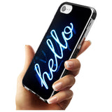 "Hello" Blue Cursive Neon Sign Black Impact Phone Case for iPhone SE 8 7 Plus