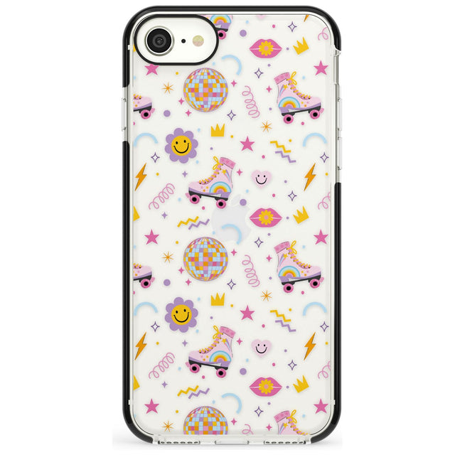 Roller Disco Pattern Black Impact Phone Case for iPhone SE 8 7 Plus