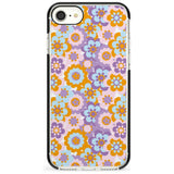 Flower Power Pattern Black Impact Phone Case for iPhone SE 8 7 Plus