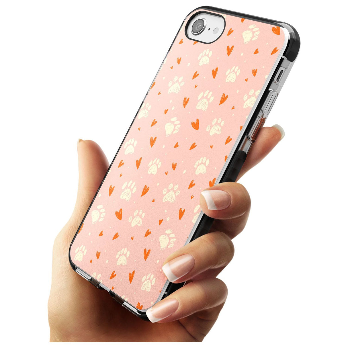 Paws & Hearts Pattern Pink Fade Impact Phone Case for iPhone SE 8 7 Plus