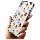 Cute Scandinavian Buildings Black Impact Phone Case for iPhone SE 8 7 Plus