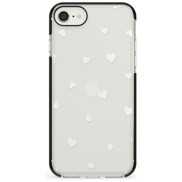 White Hearts Pattern Black Impact Phone Case for iPhone SE 8 7 Plus