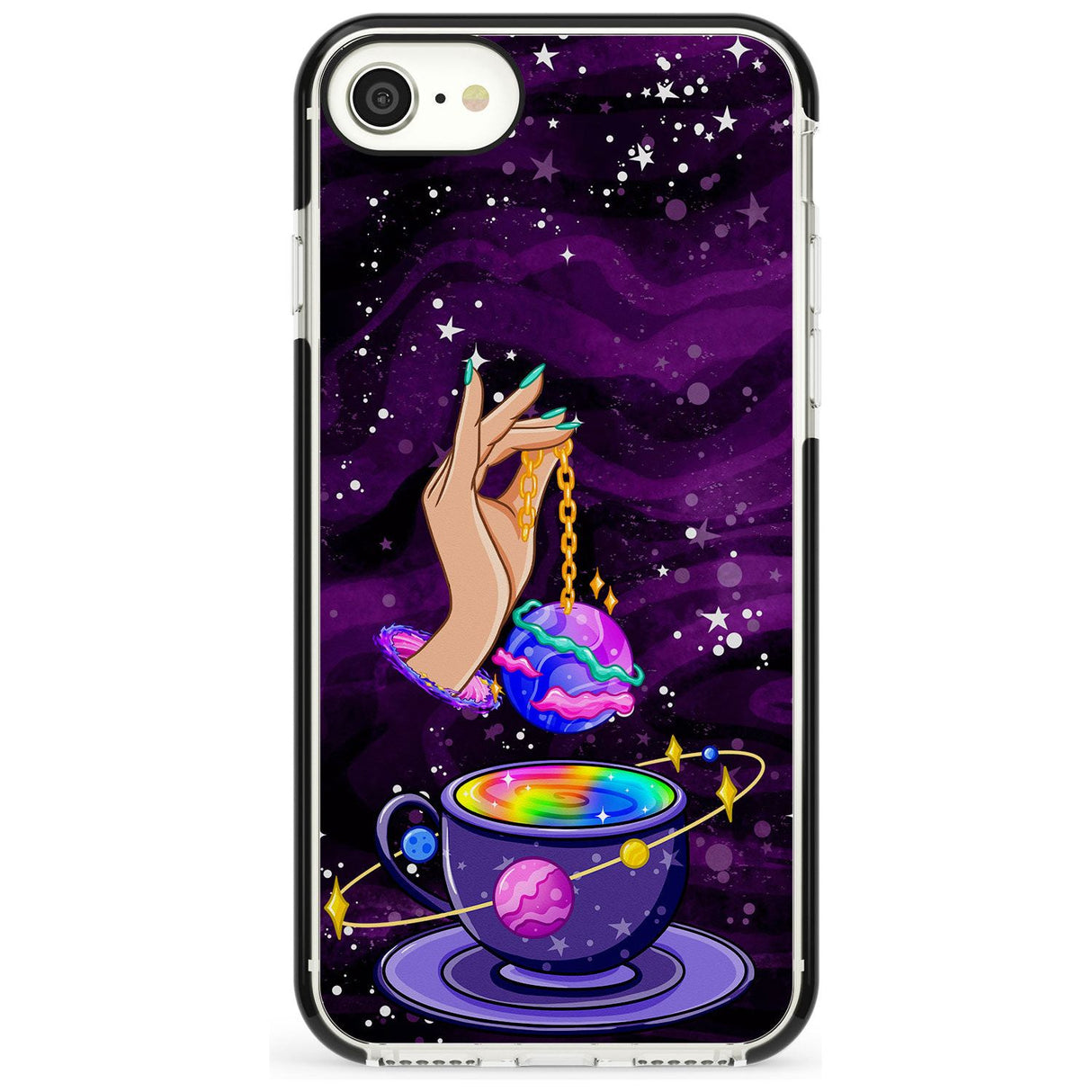 Space Tea Black Impact Phone Case for iPhone SE 8 7 Plus