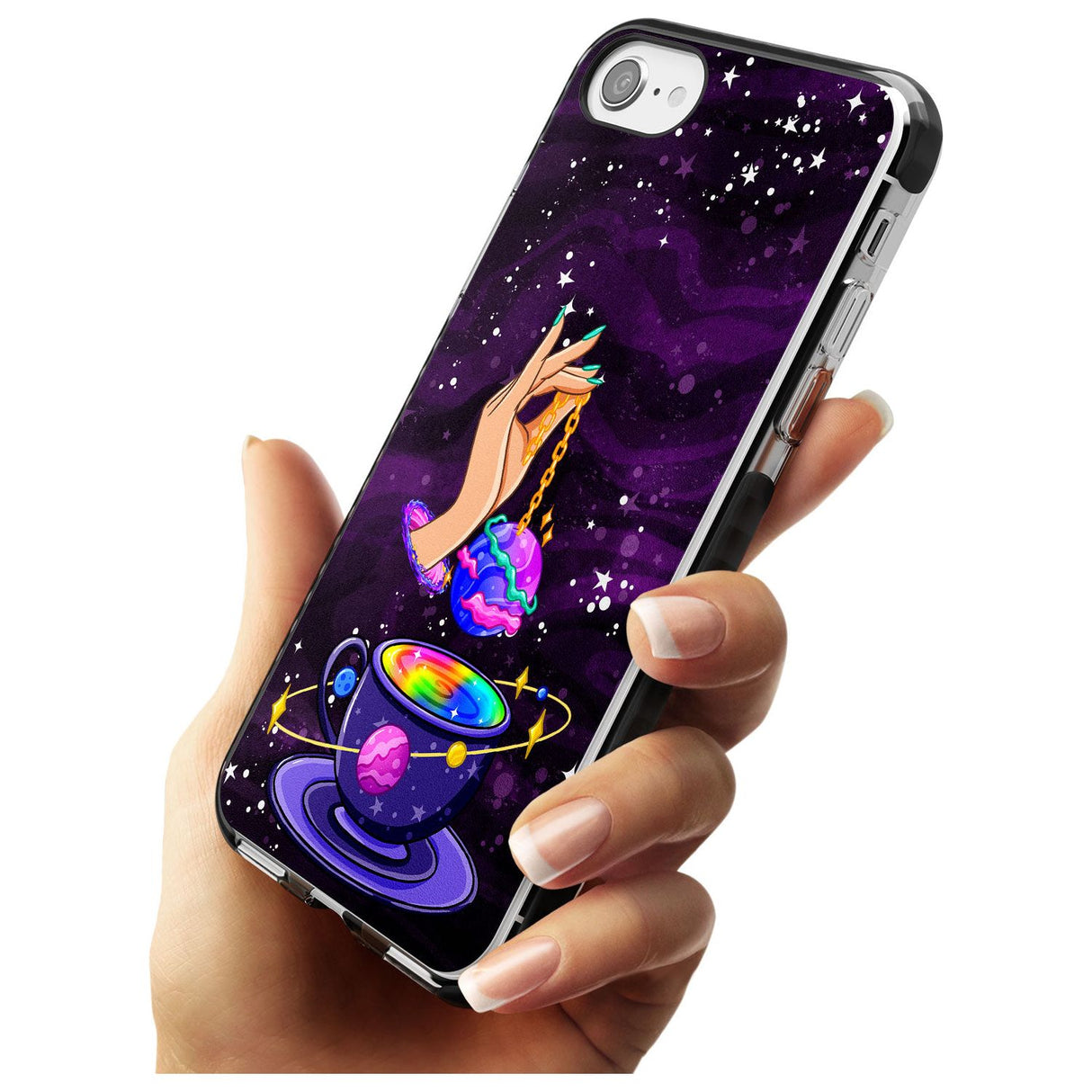 Space Tea Black Impact Phone Case for iPhone SE 8 7 Plus