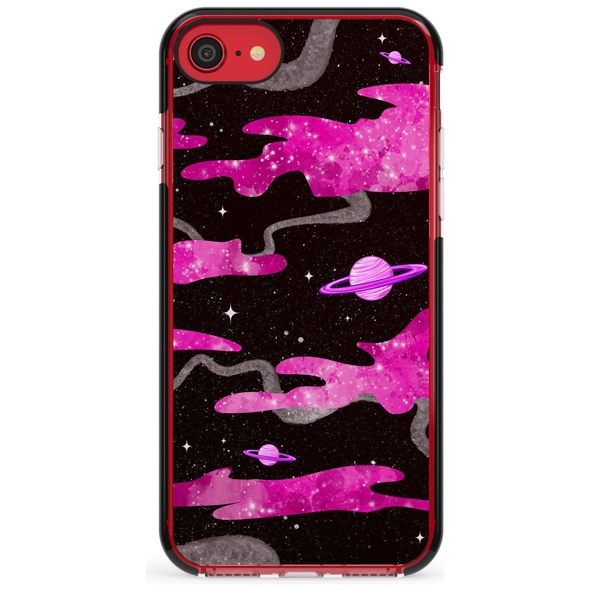 Pink Pattern Black Impact Phone Case for iPhone SE 8 7 Plus