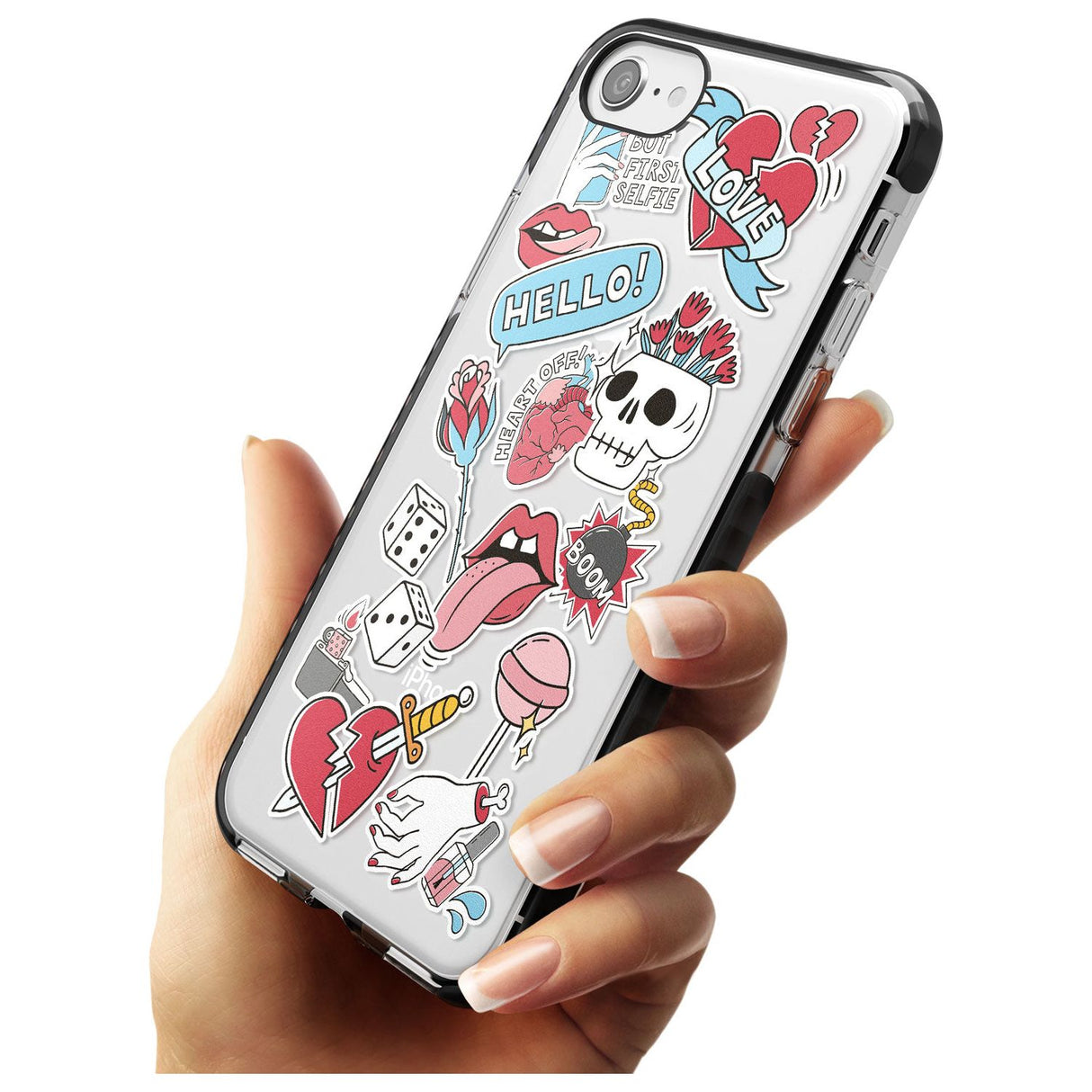 Skull & Flowers Sticker  iPhone Case   Phone Case - Case Warehouse