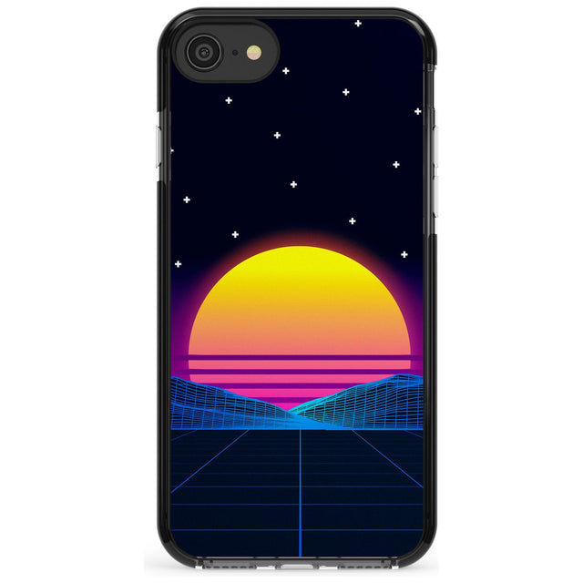 Retro Sunset Vaporwave Black Impact Phone Case for iPhone SE 8 7 Plus