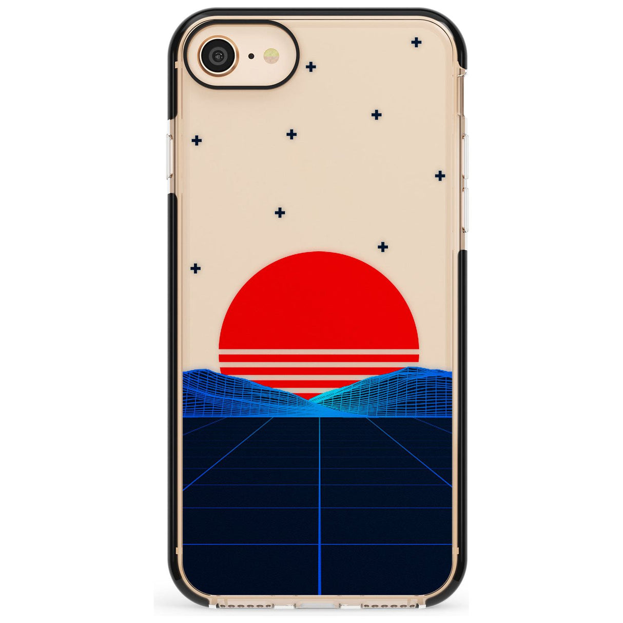 Japanese Sunset Vaporwave Black Impact Phone Case for iPhone SE 8 7 Plus
