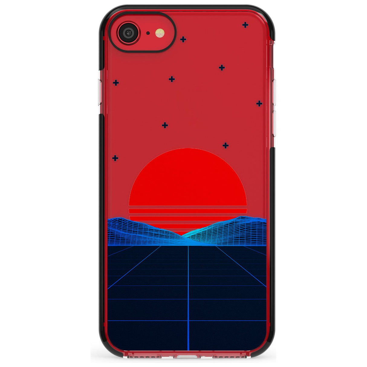 Japanese Sunset Vaporwave Black Impact Phone Case for iPhone SE 8 7 Plus