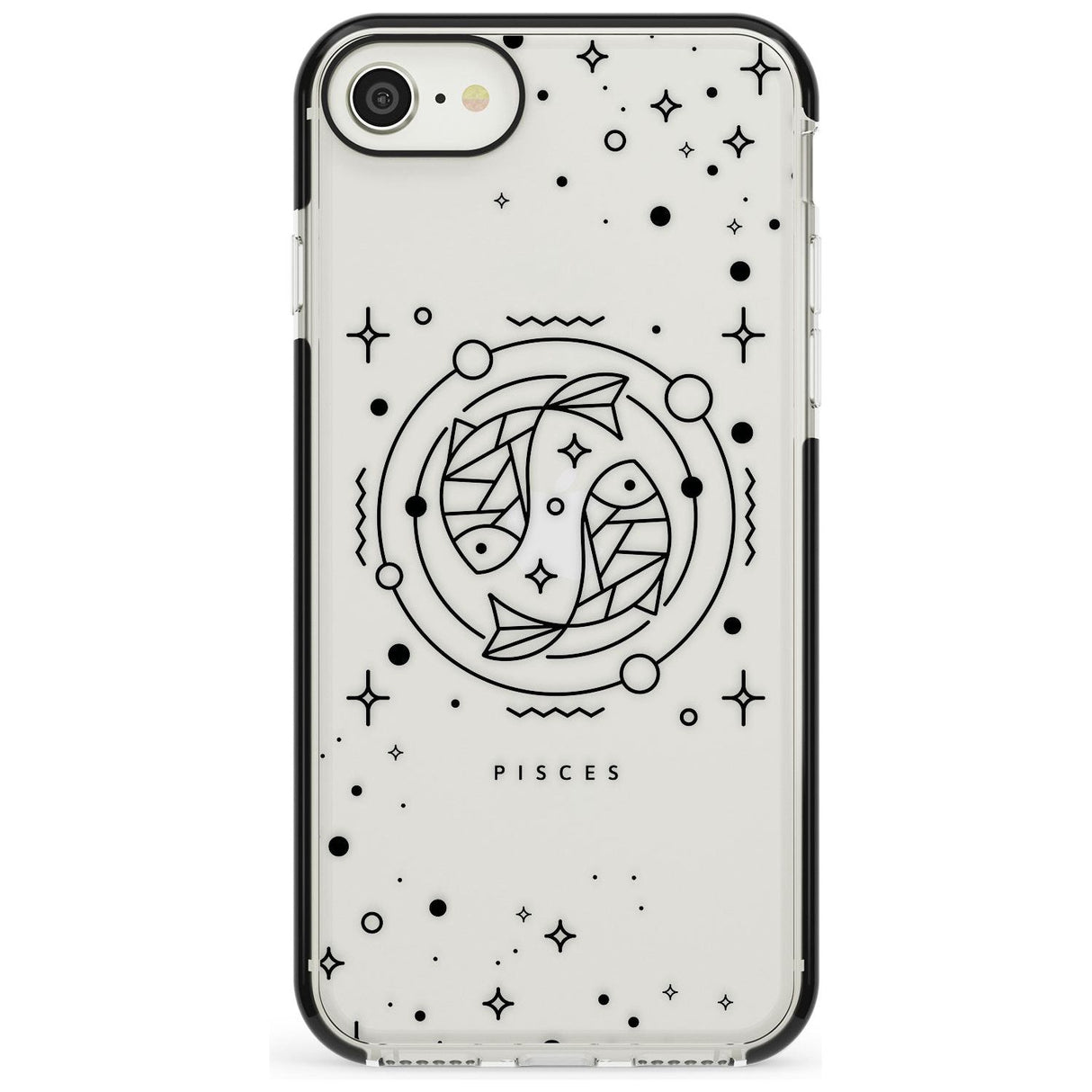 Pisces Emblem - Transparent Design Black Impact Phone Case for iPhone SE 8 7 Plus