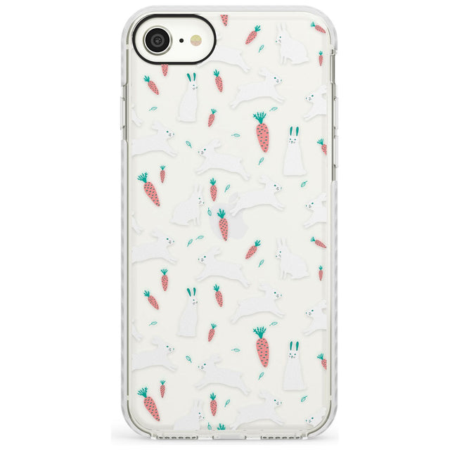 White Bunnies and Carrots Impact Phone Case for iPhone SE 8 7 Plus