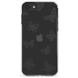 Grey Butterfly Line Pattern Impact Phone Case for iPhone SE 8 7 Plus