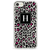 Customised Pink Monogram Leopard Spots Impact Phone Case for iPhone SE 8 7 Plus