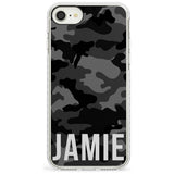 Horizontal Name Personalised Black Camouflage Impact Phone Case for iPhone SE 8 7 Plus