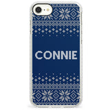 Personalised Blue Christmas Knitted Jumper Impact Phone Case for iPhone SE 8 7 Plus