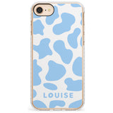 Personalised Blue and White Cow Print Impact Phone Case for iPhone SE 8 7 Plus