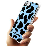 Personalised Blue and Black Cow Print Impact Phone Case for iPhone SE 8 7 Plus