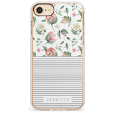 Light Floral Pattern & Stripes Slim TPU Phone Case for iPhone SE 8 7 Plus