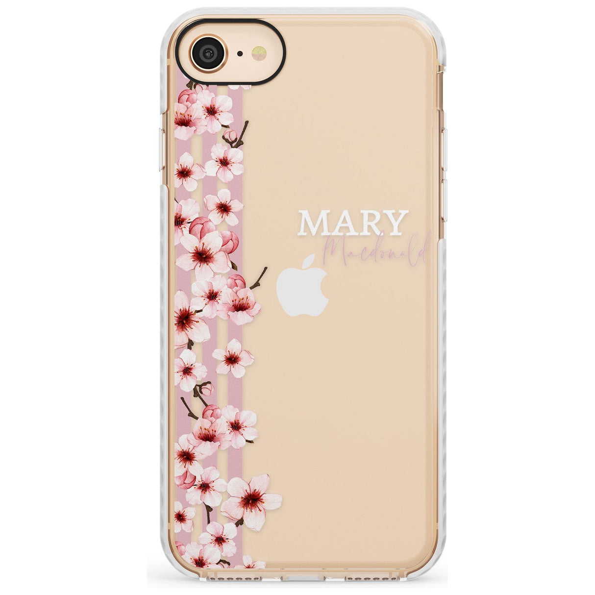 Cherry Blossoms & Stripes Transparent  Slim TPU Phone Case for iPhone SE 8 7 Plus