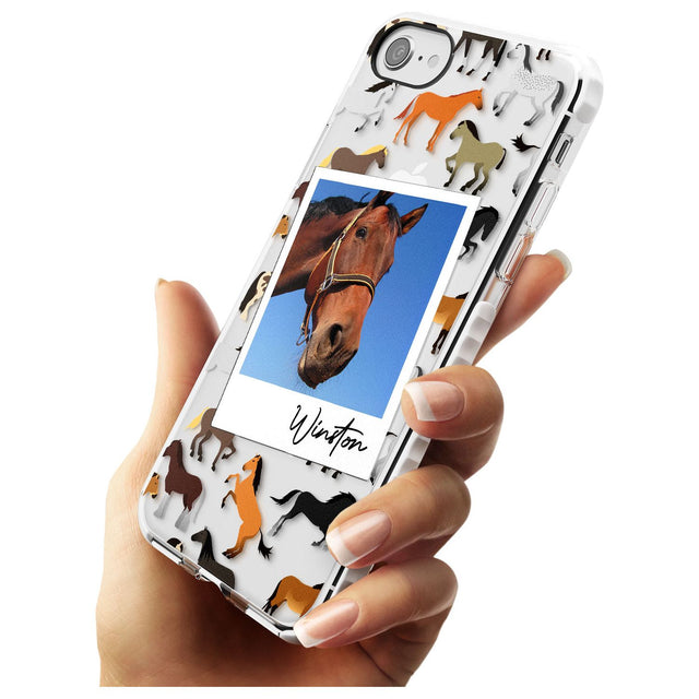 Personalised Horse Polaroid Impact Phone Case for iPhone SE 8 7 Plus