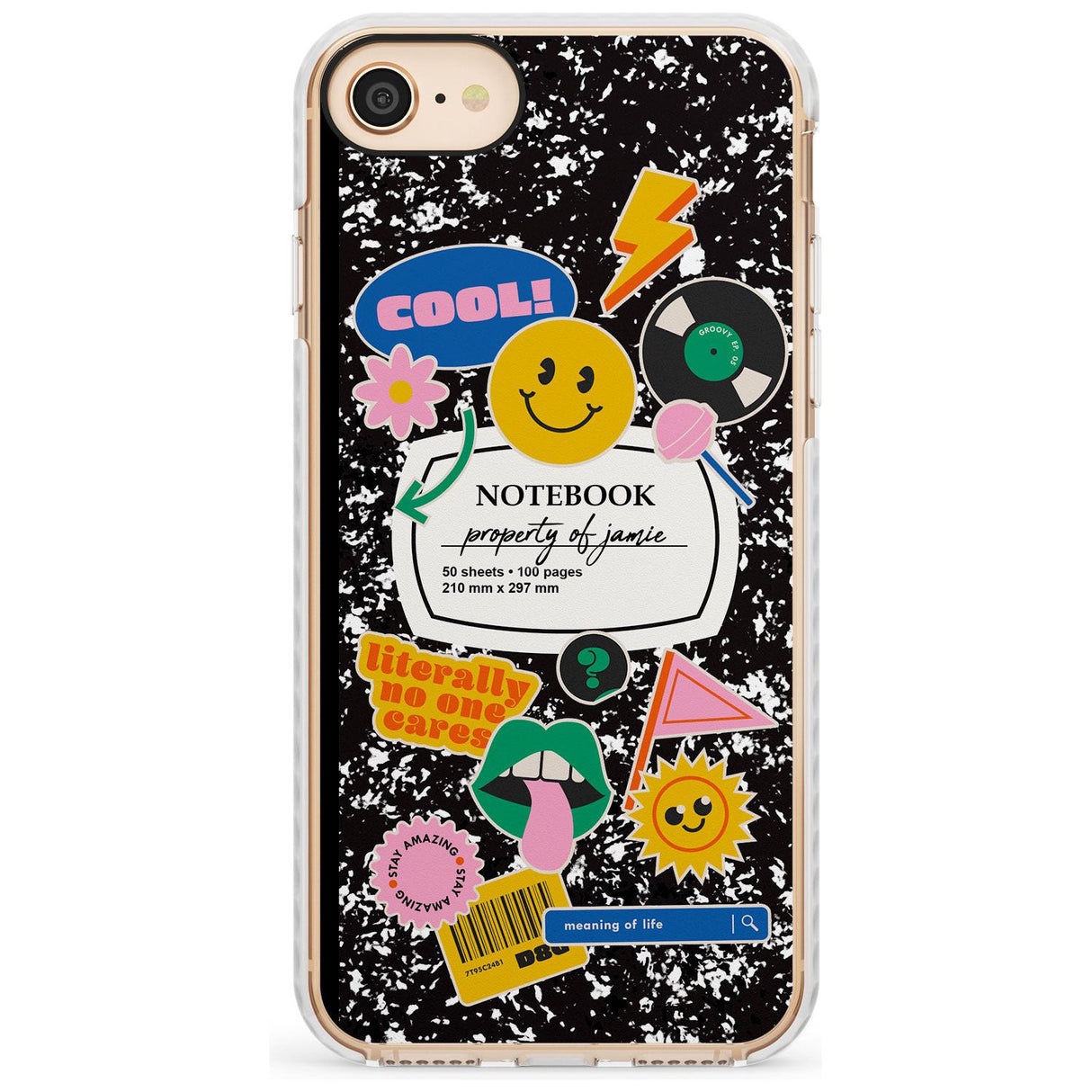 Custom Notebook Cover with Stickers Slim TPU Phone Case for iPhone SE 8 7 Plus