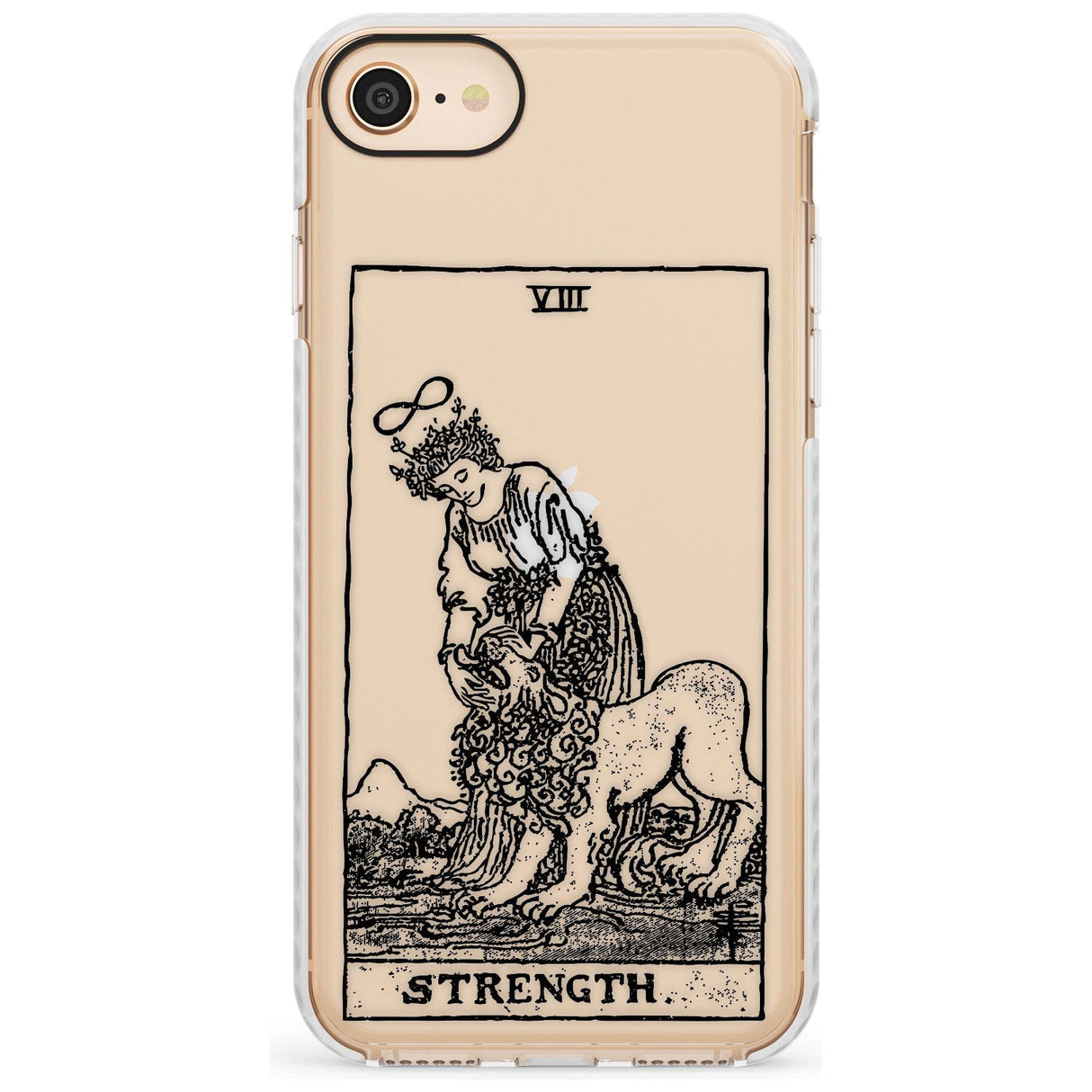 Strength Tarot Card - Transparent Slim TPU Phone Case for iPhone SE 8 7 Plus