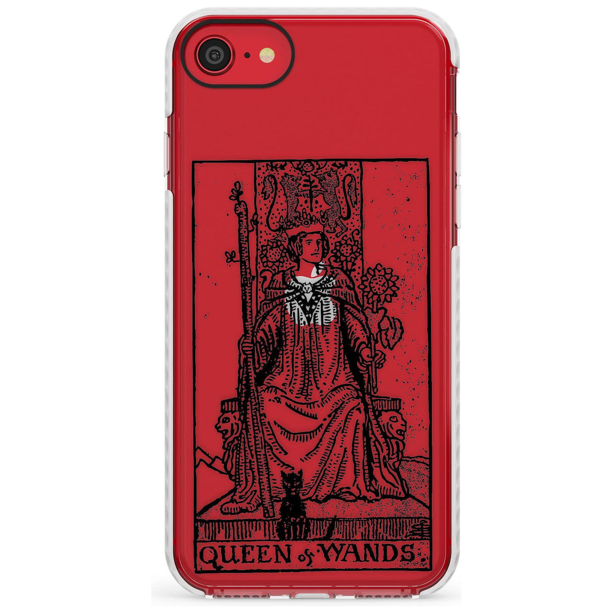 Queen of Wands Tarot Card - Transparent Slim TPU Phone Case for iPhone SE 8 7 Plus