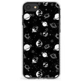 White Planets on Black Slim TPU Phone Case for iPhone SE 8 7 Plus