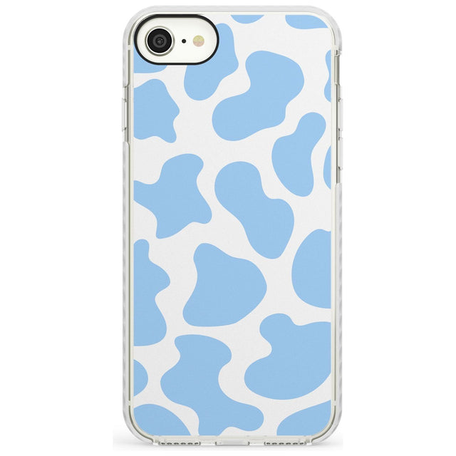 Blue and White Cow Print Impact Phone Case for iPhone SE 8 7 Plus