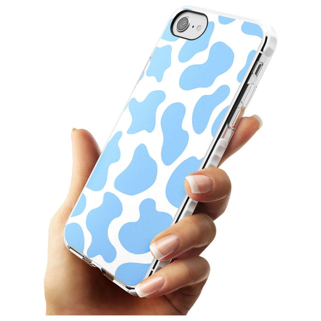 Blue and White Cow Print Impact Phone Case for iPhone SE 8 7 Plus