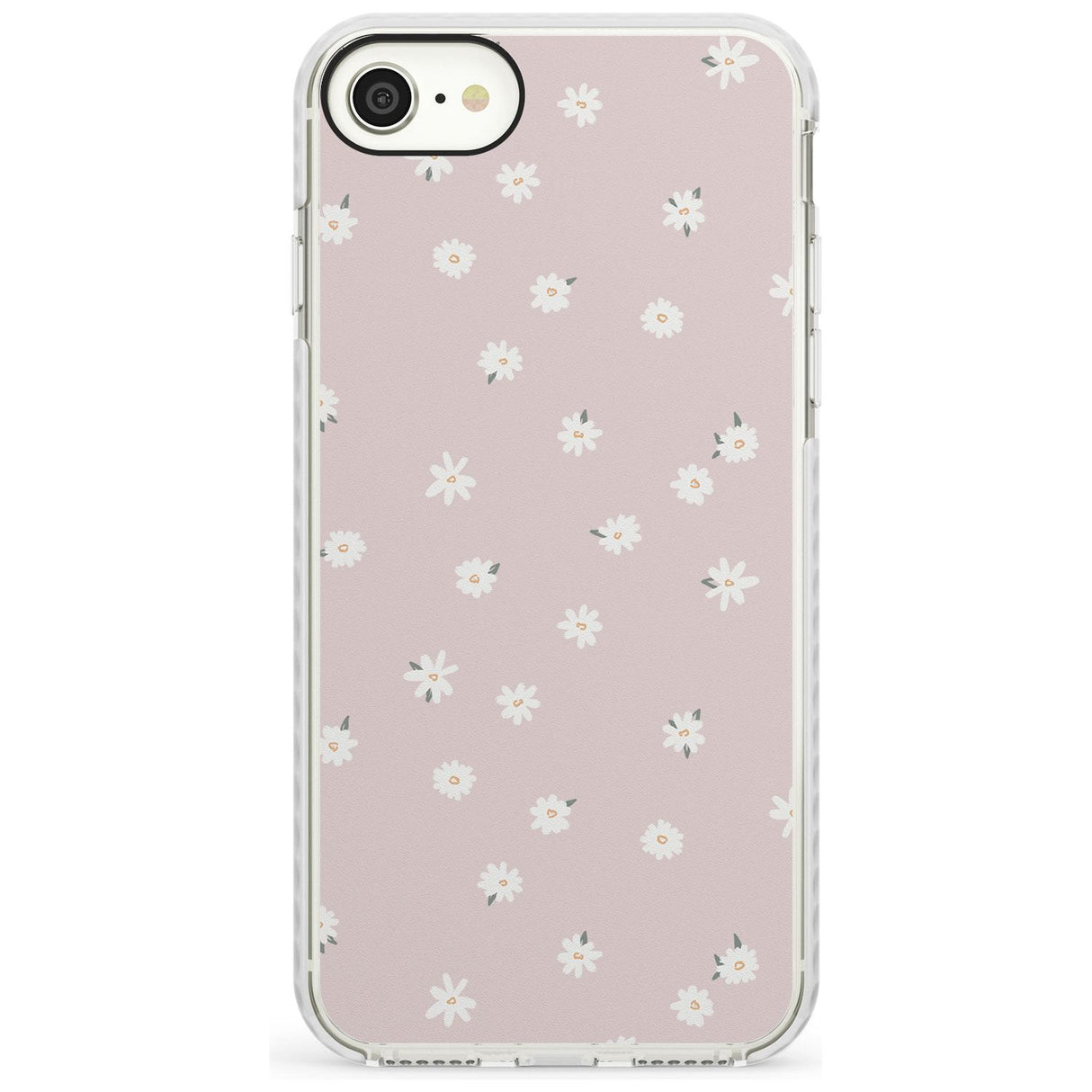 Painted Daises on Pink - Cute Floral Daisy Design Slim TPU Phone Case for iPhone SE 8 7 Plus