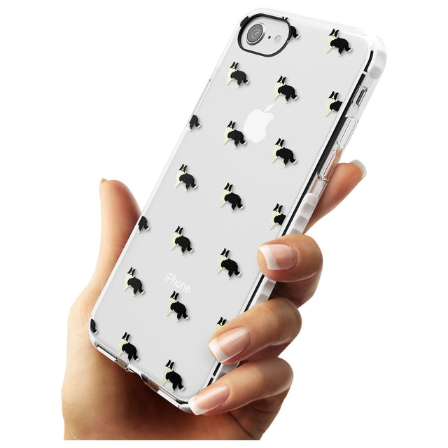 Border Collie Dog Pattern Clear Impact Phone Case for iPhone SE 8 7 Plus